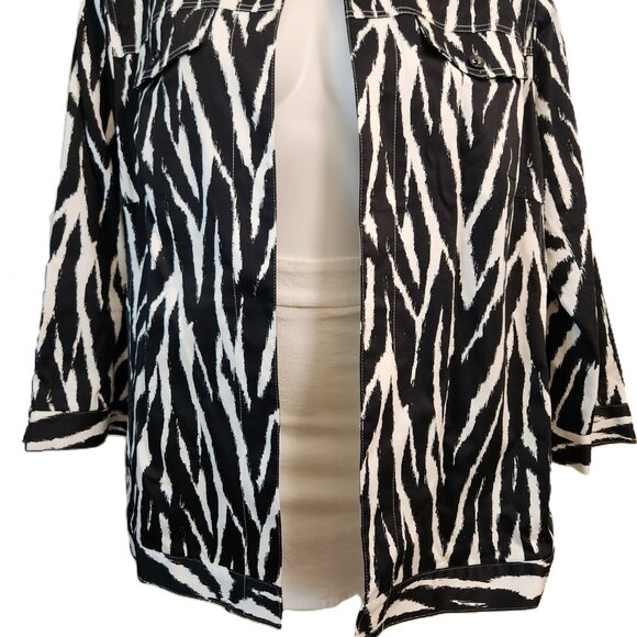 ❤️ 4/$20 Alfred Dunner sports jacket blazer Women 16W Zebra black white pockets - Picture 2 of 14